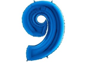 Balon foliowy cyfra 9 niebieska 66 cm. GRABO