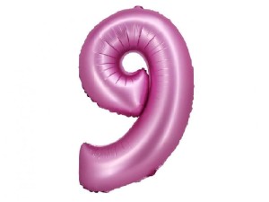 Balon foliowy cyfra 9 satynowy róż 76 cm. 