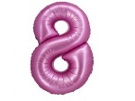 Balon foliowy cyfra 8 satynowy róż 76 cm. 