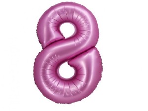 Balon foliowy cyfra 8 satynowy róż 76 cm. 
