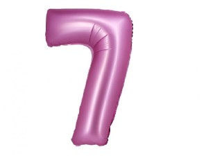 Balon foliowy cyfra 7 satynowy róż 76 cm. 