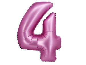 Balon foliowy cyfra 4 satynowy róż 76 cm. 