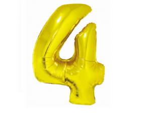 Balon foliowy cyfra 4 złota 76 cm. 