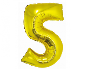 Balon foliowy cyfra 5 złota 76 cm. 