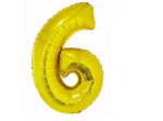 Balon foliowy cyfra 6 złota 76 cm. 
