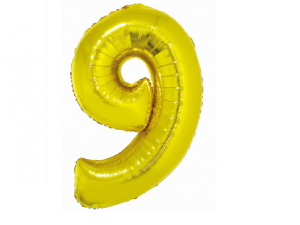 Balon foliowy cyfra 9 złota 76 cm. 