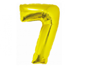 Balon foliowy cyfra 7 złota 76 cm. 