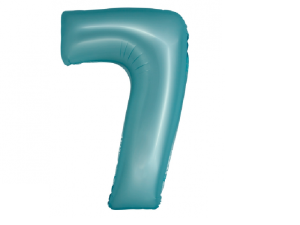 Balon foliowy cyfra 7 matowa niebieska 76 cm.