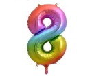 Balon foliowy cyfra 8 tęczowa 85 cm. 