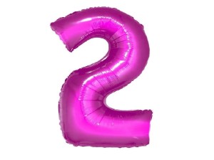 Balon foliowy cyfra 2 różowa 91 cm. 