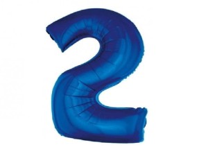 Balon foliowy cyfra 2 niebieski 92 cm. 
