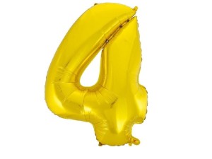 Balon foliowy cyfra 4 złota 92 cm. 
