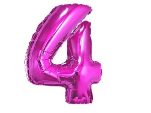 Balon foliowy cyfra 4 różowa 91 cm. 
