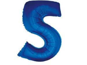 Balon foliowy cyfra 5 niebieski 92 cm. 