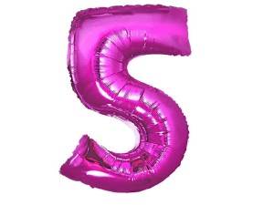 Balon foliowy cyfra 5 różowa 92 cm. 