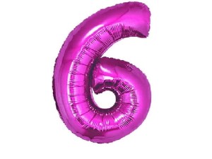 Balon foliowy cyfra 6 różowa 92 cm. 