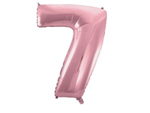 Balon foliowy cyfra 7 jasny róż 92 cm. 