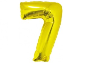 Balon foliowy cyfra 7 złota 92 cm. 
