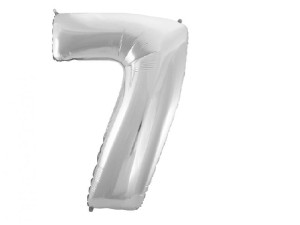 Balon foliowy cyfra 7 srebrna 92 cm. 