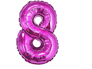 Balon foliowy cyfra 8 różowa 92 cm. 