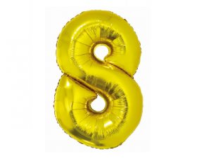 Balon foliowy cyfra 8 złota 92 cm.  