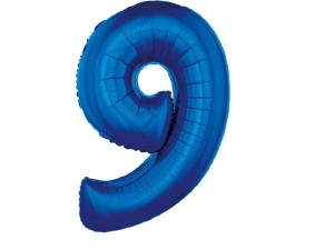 Balon foliowy cyfra 9 niebieski 92 cm. 