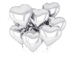 Balony serca srebrne 7 szt. 18 cali.