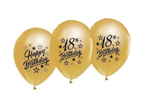 Balony 18 czarno złote 12 cali / 5 szt.
