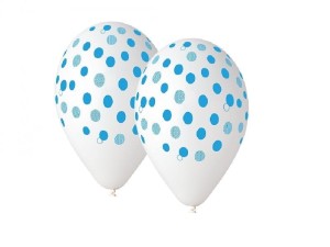 Balon niebieski transparentne groszki 12 cali / 1 szt.