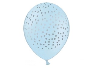 Balon srebrne kropki  niebieski 30 cm. / 1 szt.