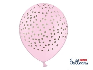Balon złote kropki różowy 30 cm. / 1 szt.