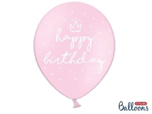 Balon Happy birthday różowy 30 cm. / 1 szt.