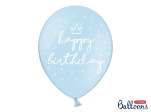 Balon Happy birthday niebieski 30 cm. / 1 szt.