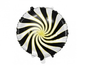 Balon foliowy cukierek czarny 35 cm.