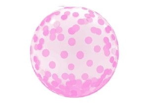 Balon kryształowy różowe kropki 18'' 