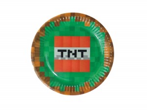 Talerzyki papierowe piksele TNT 18 cm. / 6 szt