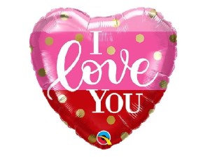 Balon foliowy I love You złote groszki 18 cali.