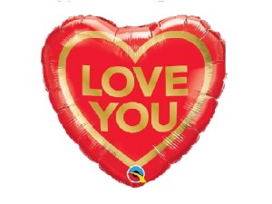 Balon foliowy serce czerwone love you 18 cali.