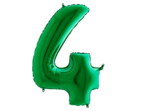 Balon foliowy cyfra 4 zielona 102 cm.  GRABO 
