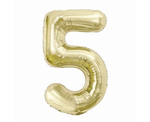 Balon foliowy cyfra 5 szampańska 85 cm. 