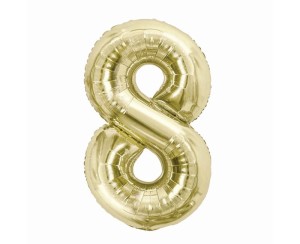 Balon foliowy cyfra 8 szampańska 85 cm. 