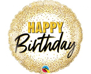 Balon Happy Birthday złoty 18 cali