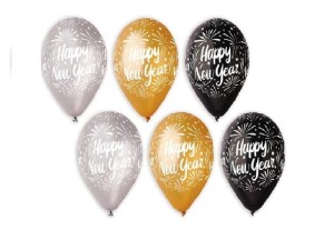 Balony Happy New Year Gemar 12 cali / 6 szt.