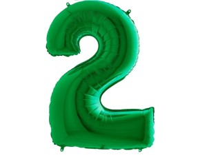 Balon foliowy cyfra 2 zielona 102 cm.  GRABO