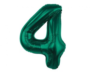 Balon foliowy cyfra 4 butelkowa zieleń 85 cm.