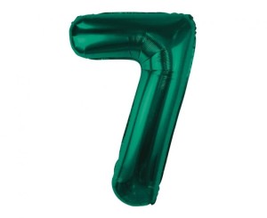 Balon foliowy cyfra 7 butelkowa zieleń 85 cm.