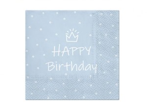 Serwetki Happy Birthday niebieskie 20 szt. 33 x 33 cm.