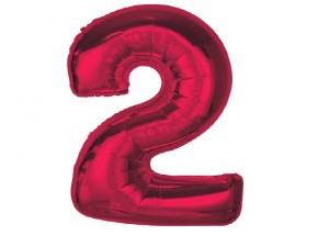Balon foliowy cyfra 2 czerwona 92 cm.
