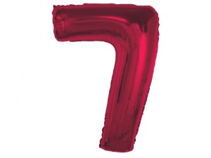 Balon foliowy cyfra 7 czerwona 92 cm.