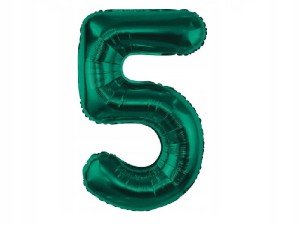 Balon foliowy cyfra 5 butelkowa zieleń 85 cm.
